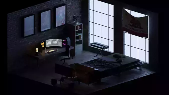 3D artist room in quarantine 