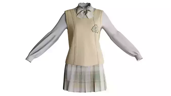 Student uniform japanese style yellow v31