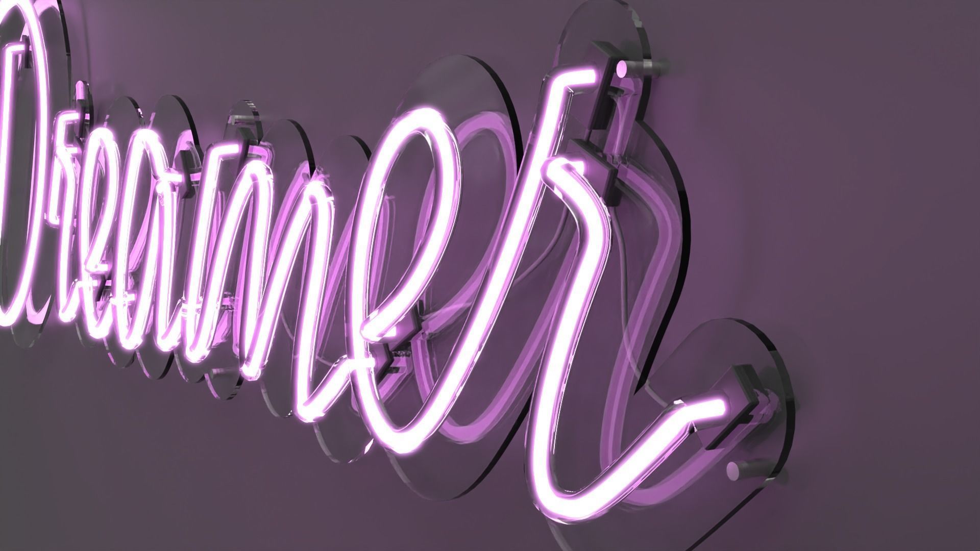 Dreamer - Neon Sign 3D model_4