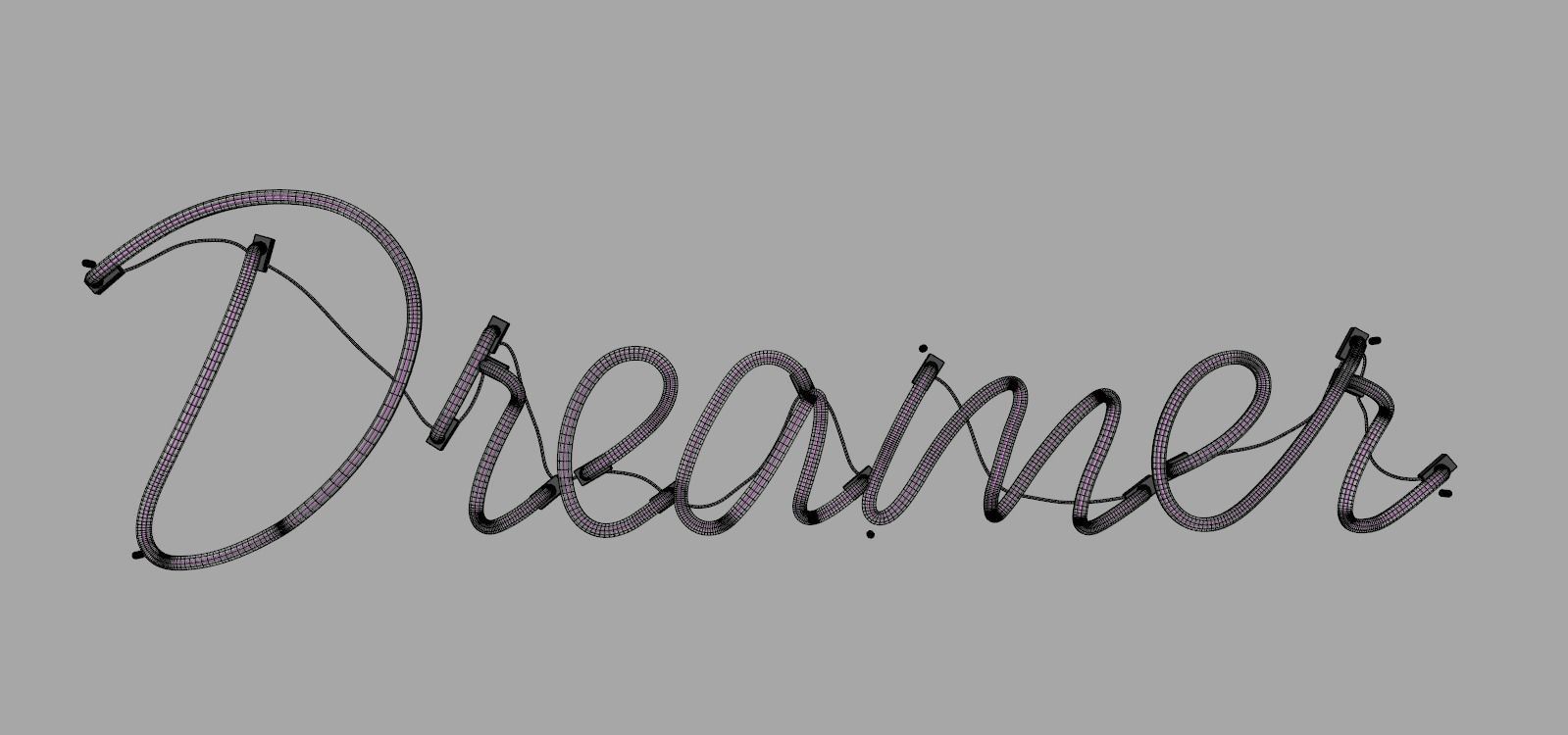 Dreamer - Neon Sign 3D model_7