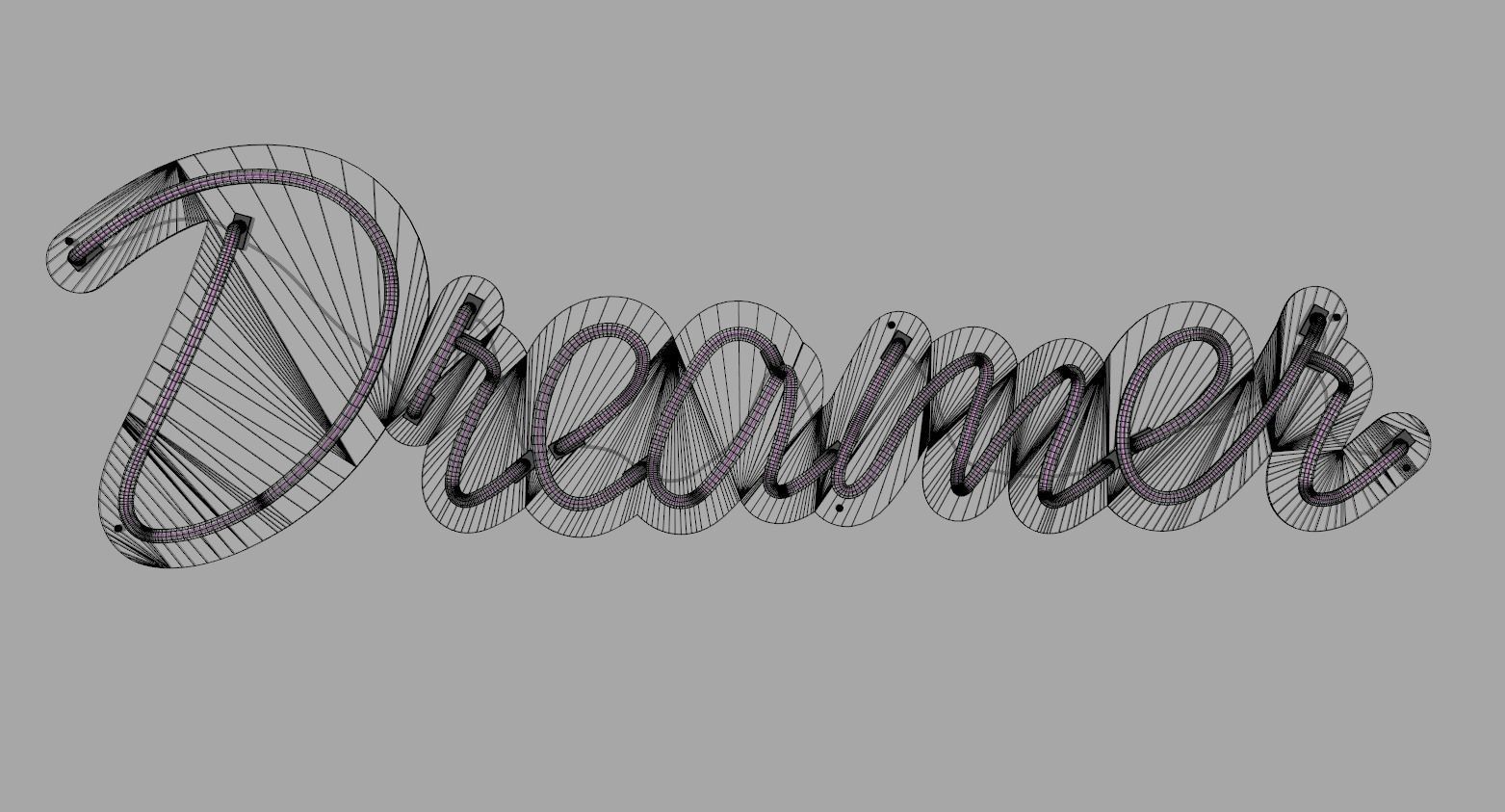 Dreamer - Neon Sign 3D model_6