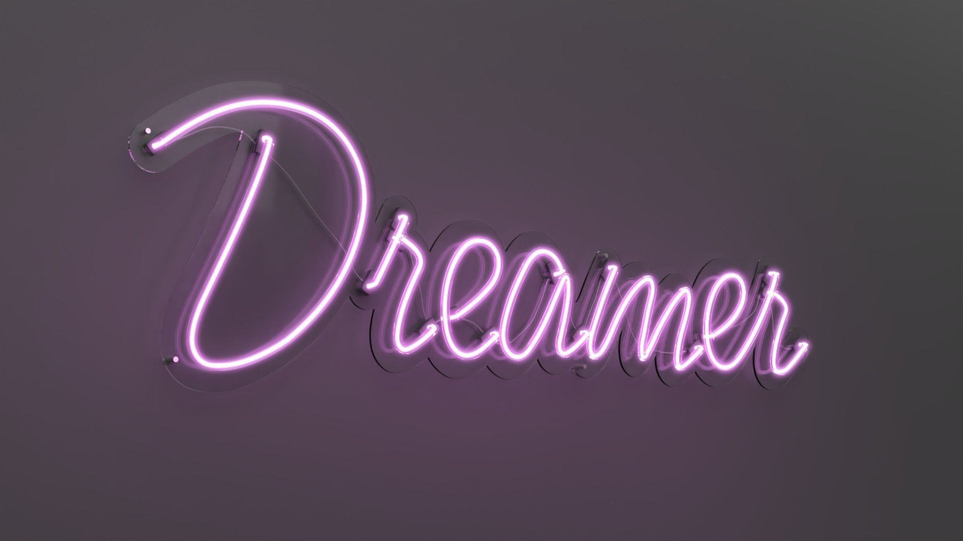 Dreamer - Neon Sign 3D model_2