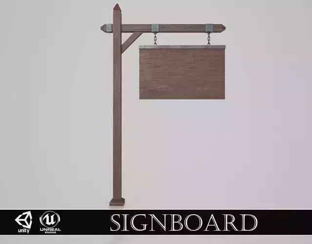 Medieval Signboard v6 Low-poly 3D model