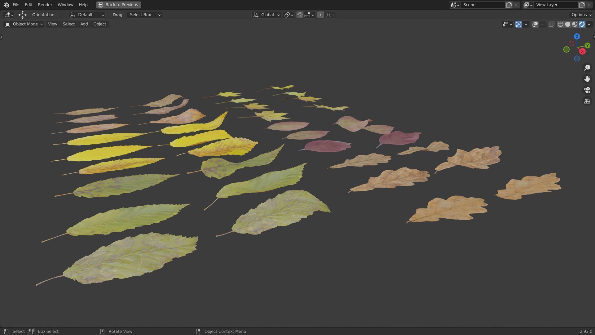 Fall Autumn Leaves Pack 3D model_2