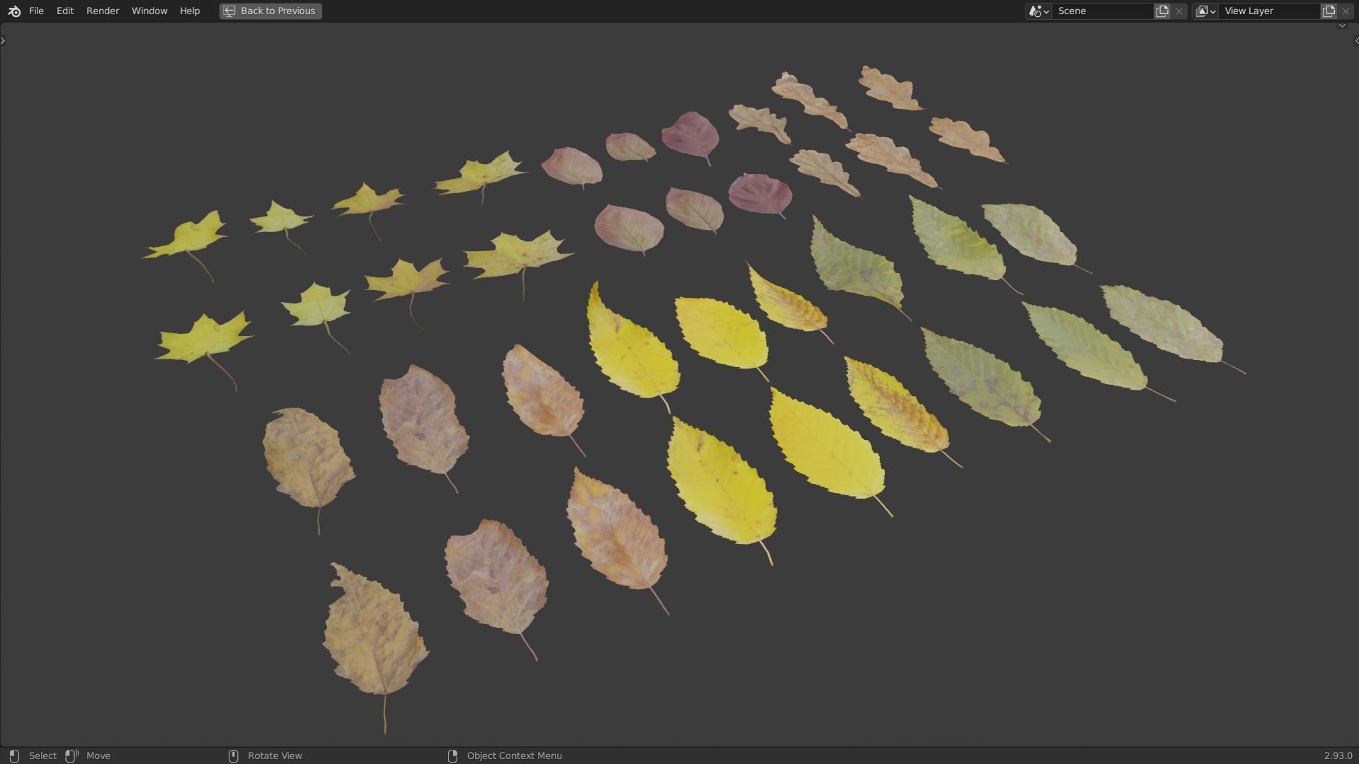 Fall Autumn Leaves Pack 3D model_5