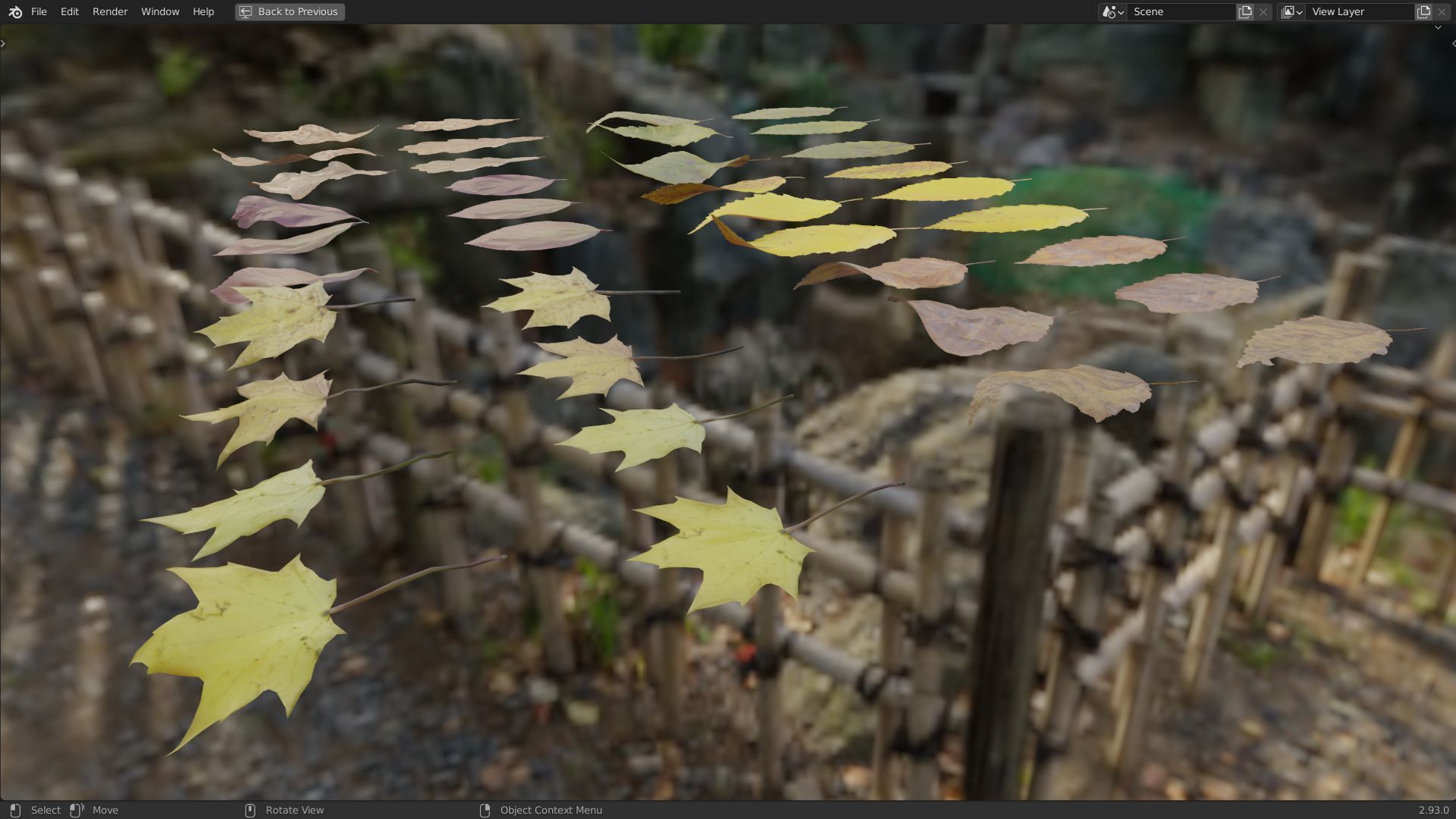 Fall Autumn Leaves Pack 3D model_8