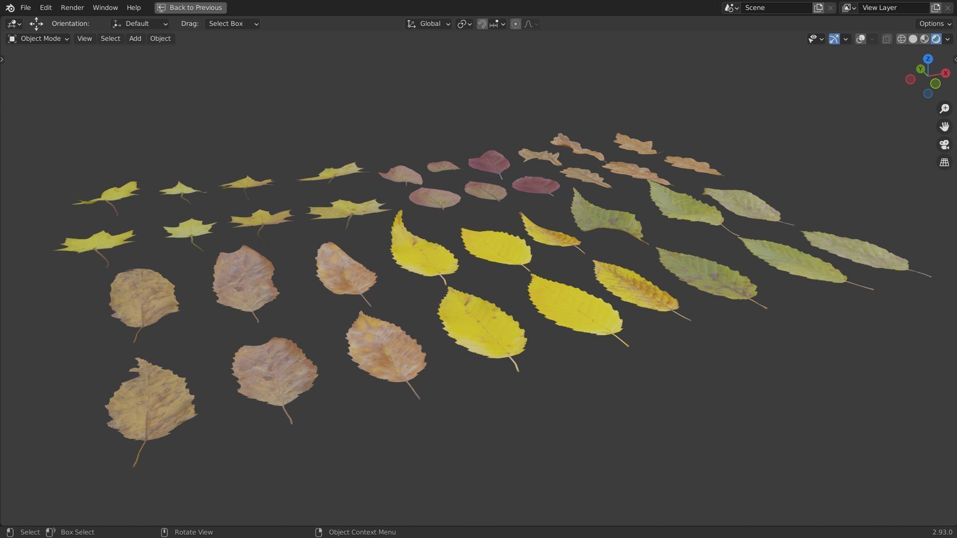 Fall Autumn Leaves Pack 3D model_4