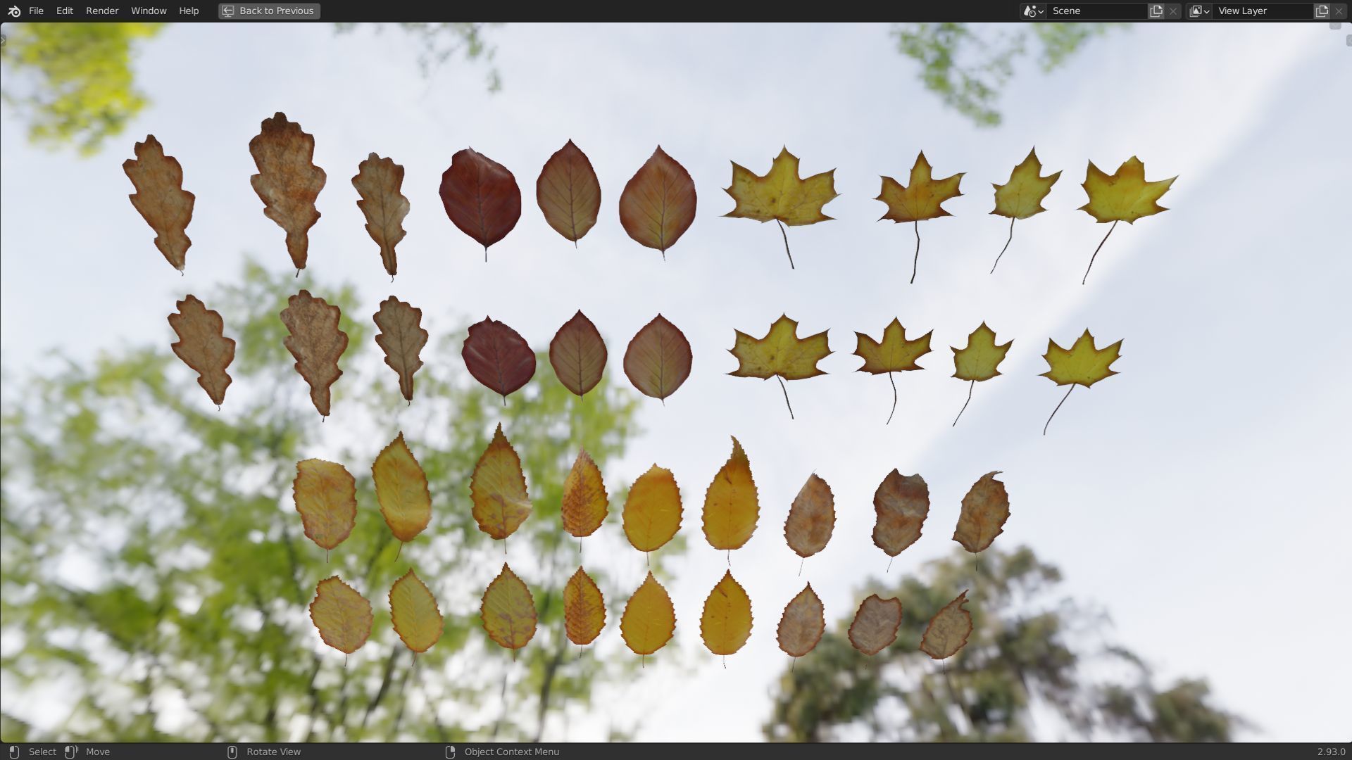 Fall Autumn Leaves Pack 3D model_13