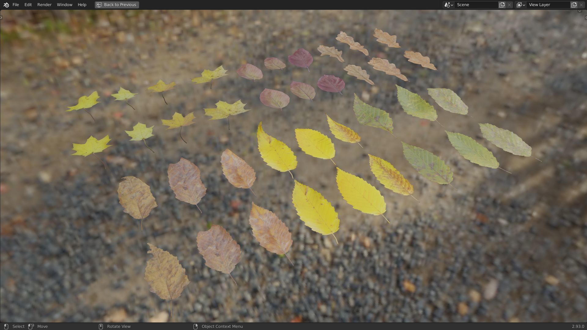 Fall Autumn Leaves Pack 3D model_6
