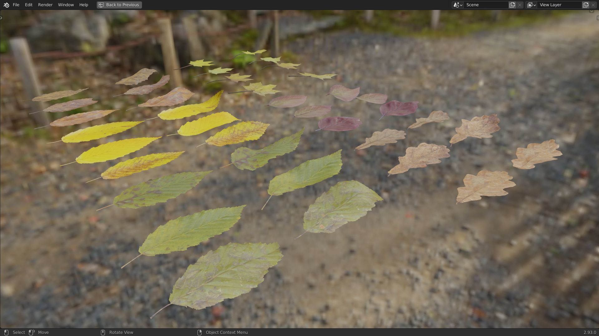 Fall Autumn Leaves Pack 3D model_7