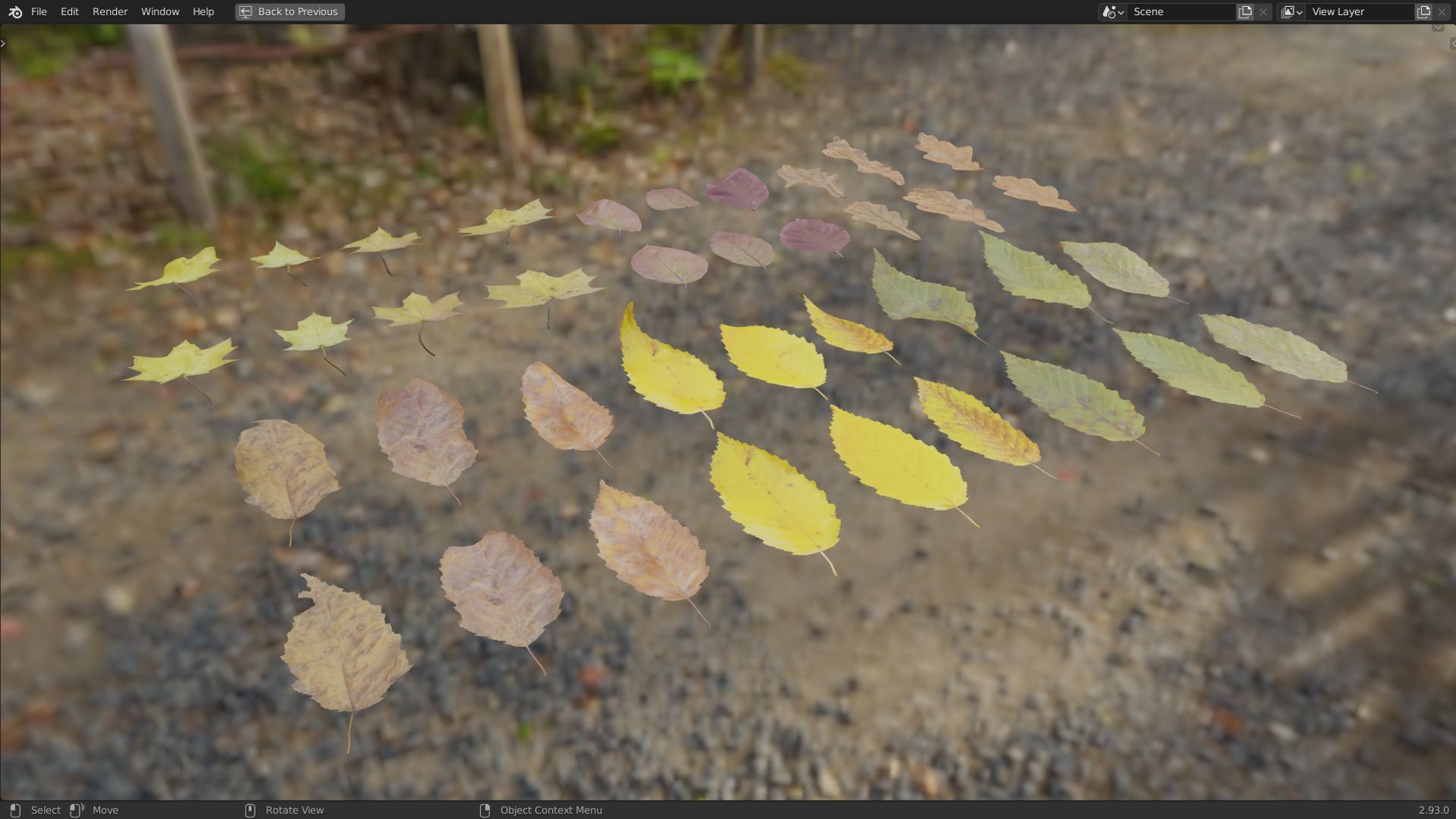 Fall Autumn Leaves Pack 3D model_27