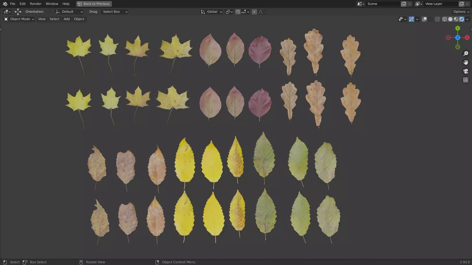 Fall Autumn Leaves Pack 3D model_0