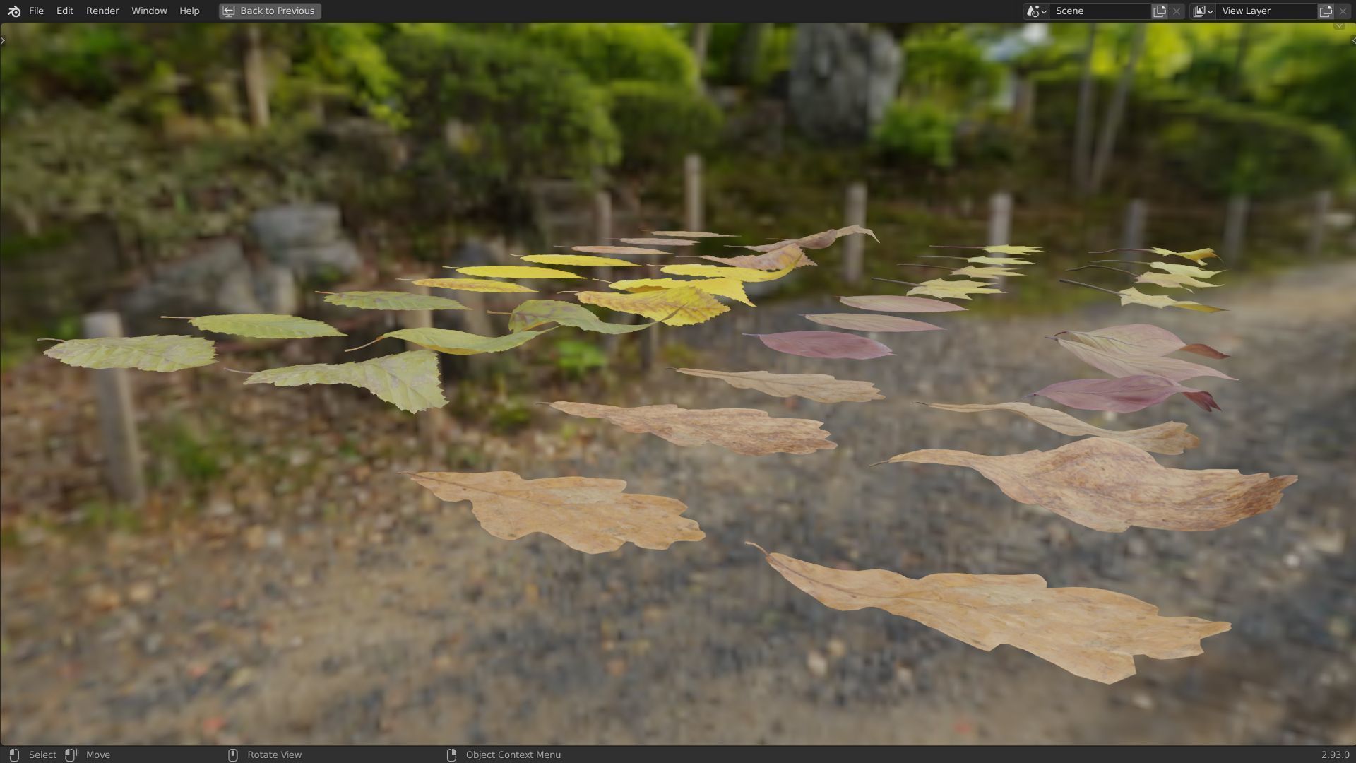 Fall Autumn Leaves Pack 3D model_12