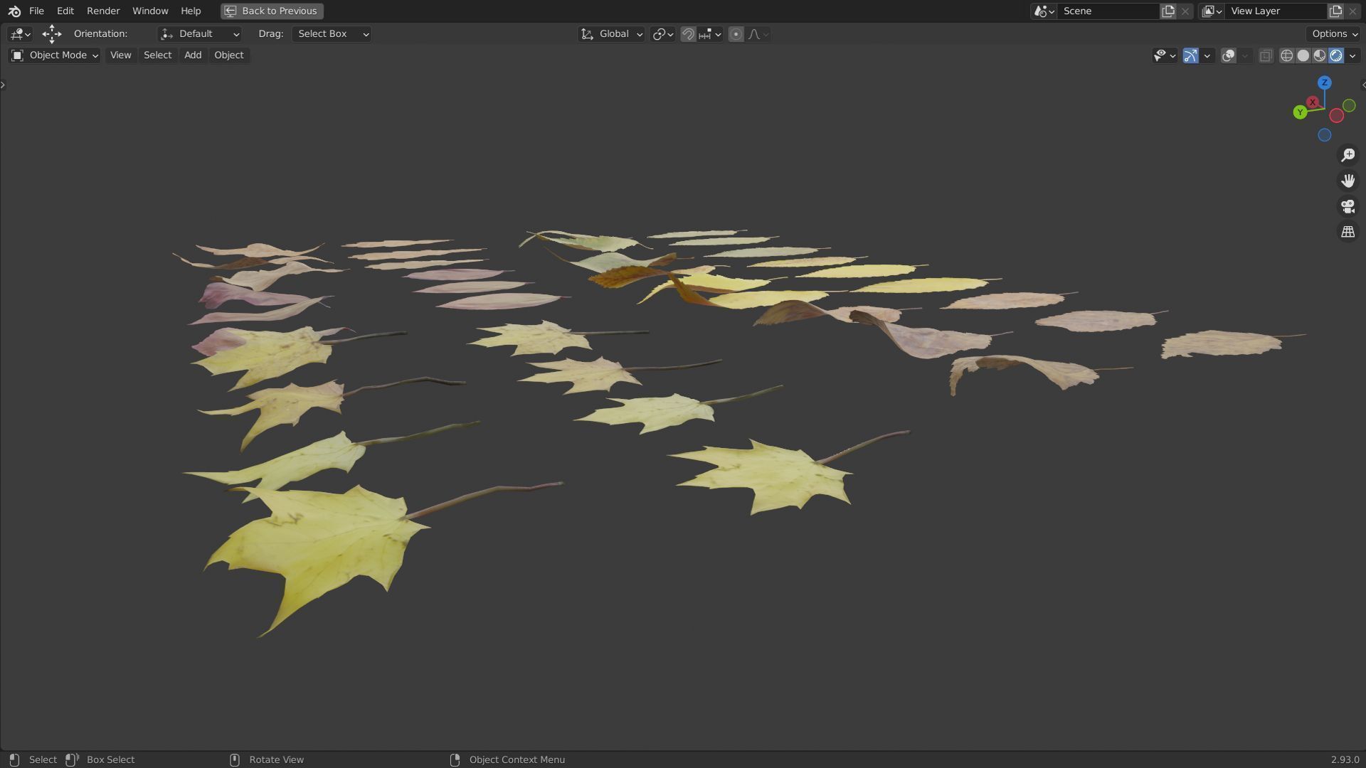 Fall Autumn Leaves Pack 3D model_3