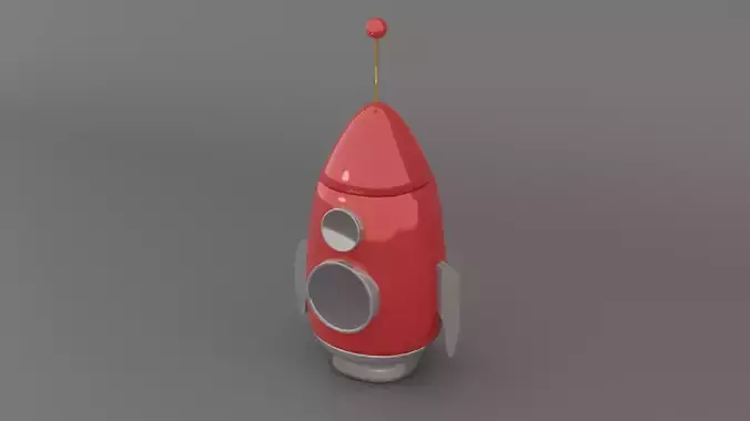 red rocket Low-poly 3D model