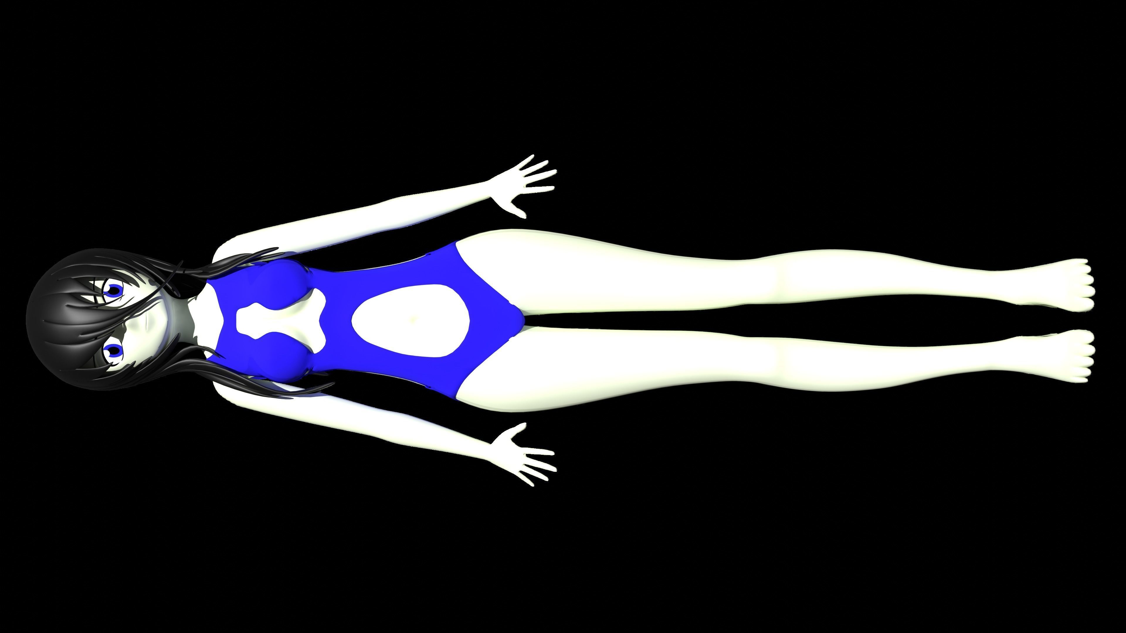 anime girl in swimsuit 3D model_6