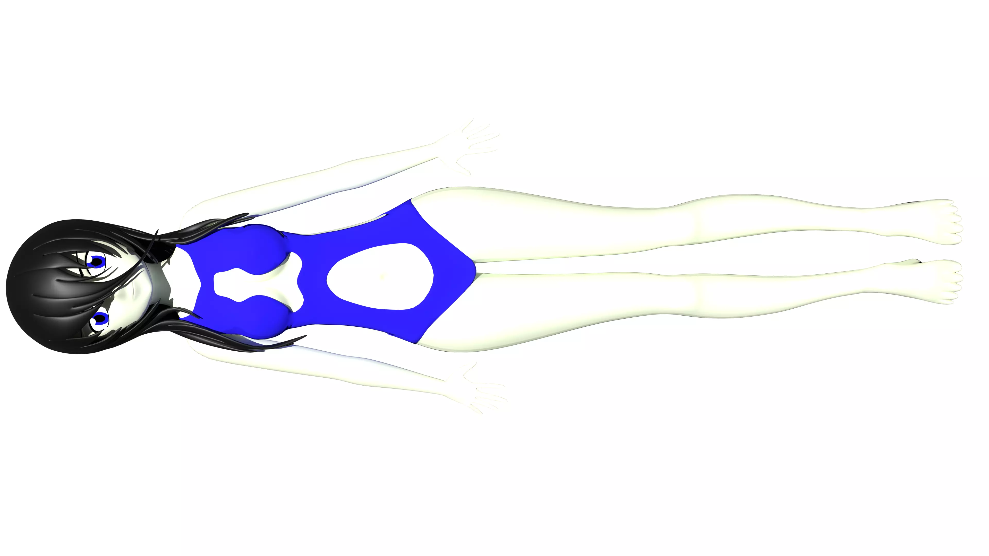 anime girl in swimsuit 3D model_0