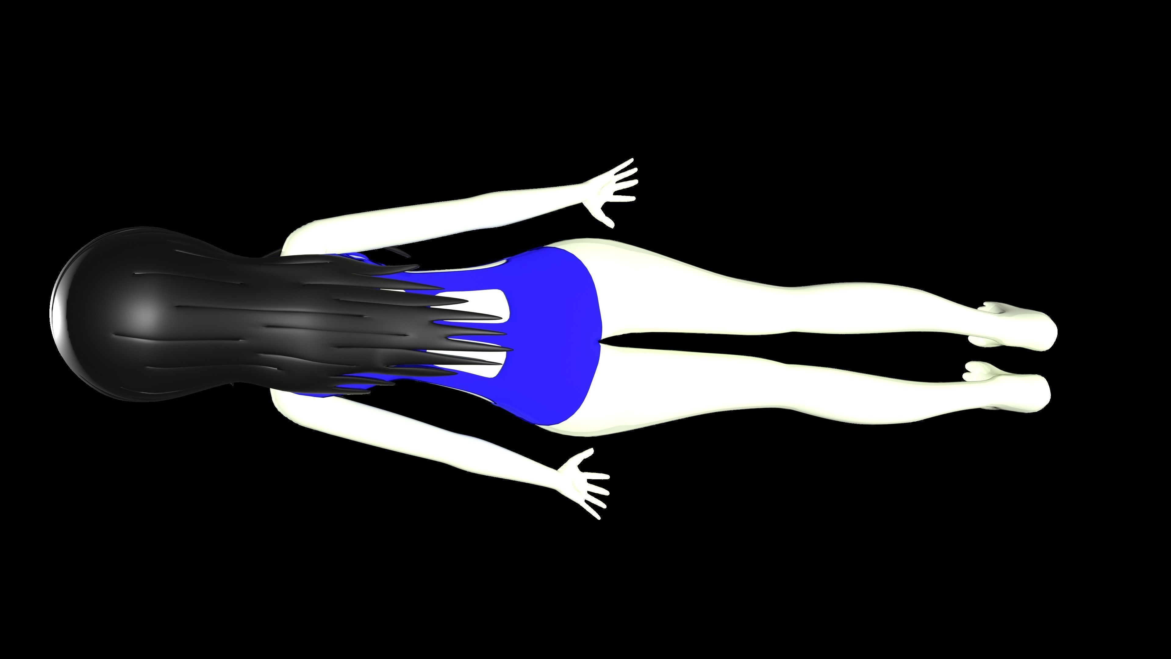 anime girl in swimsuit 3D model_3