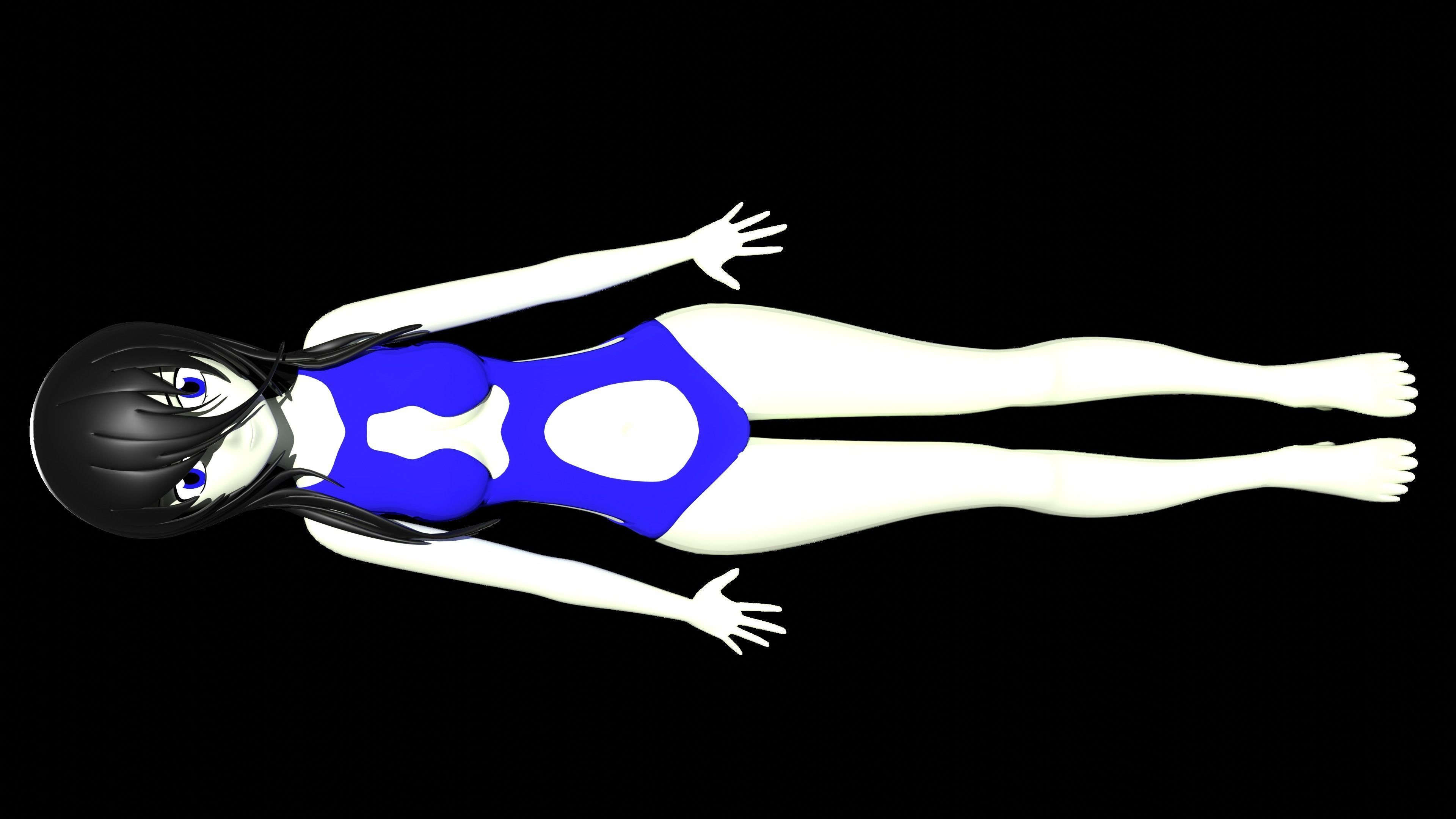 anime girl in swimsuit 3D model_7