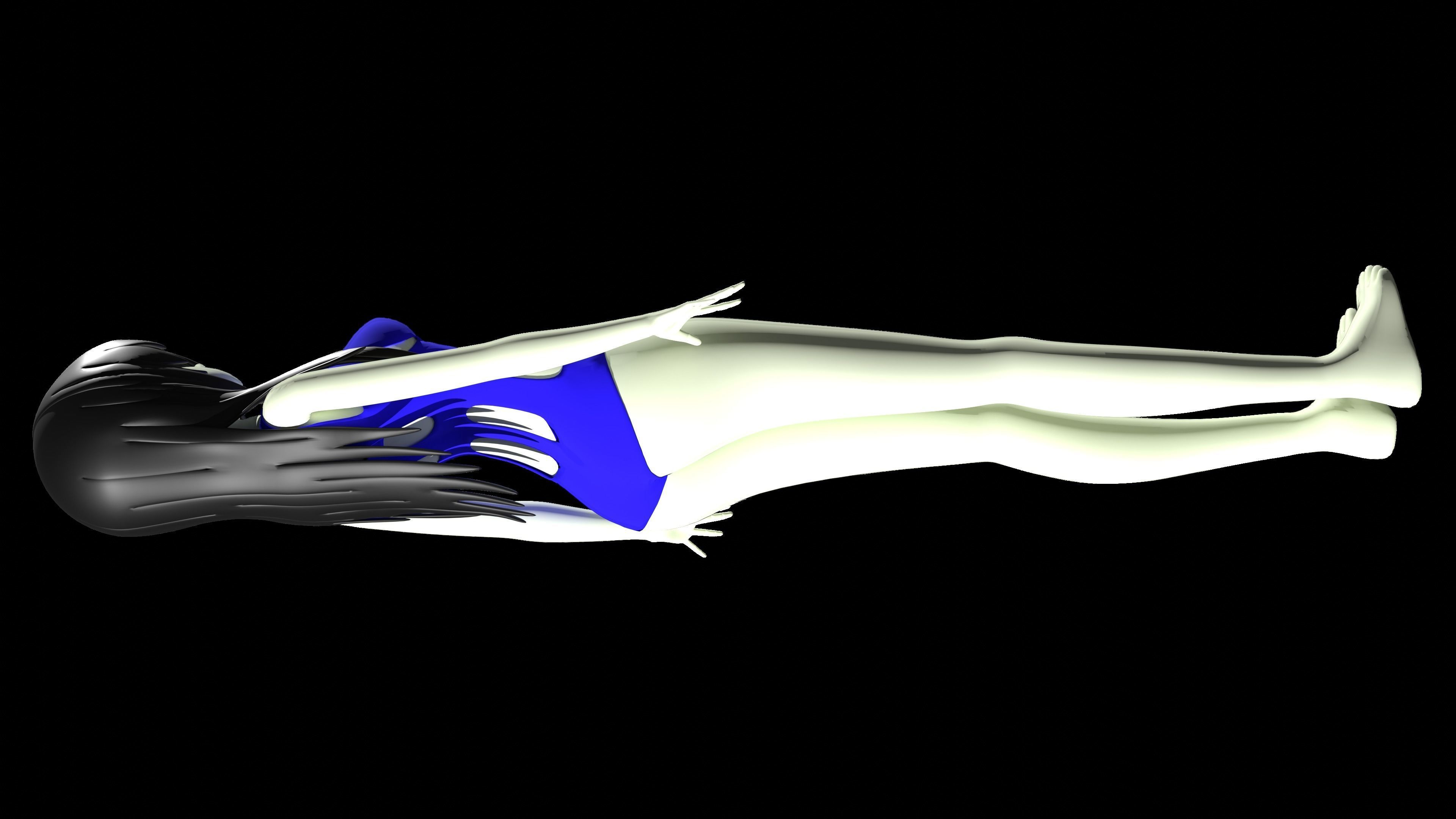 anime girl in swimsuit 3D model_2
