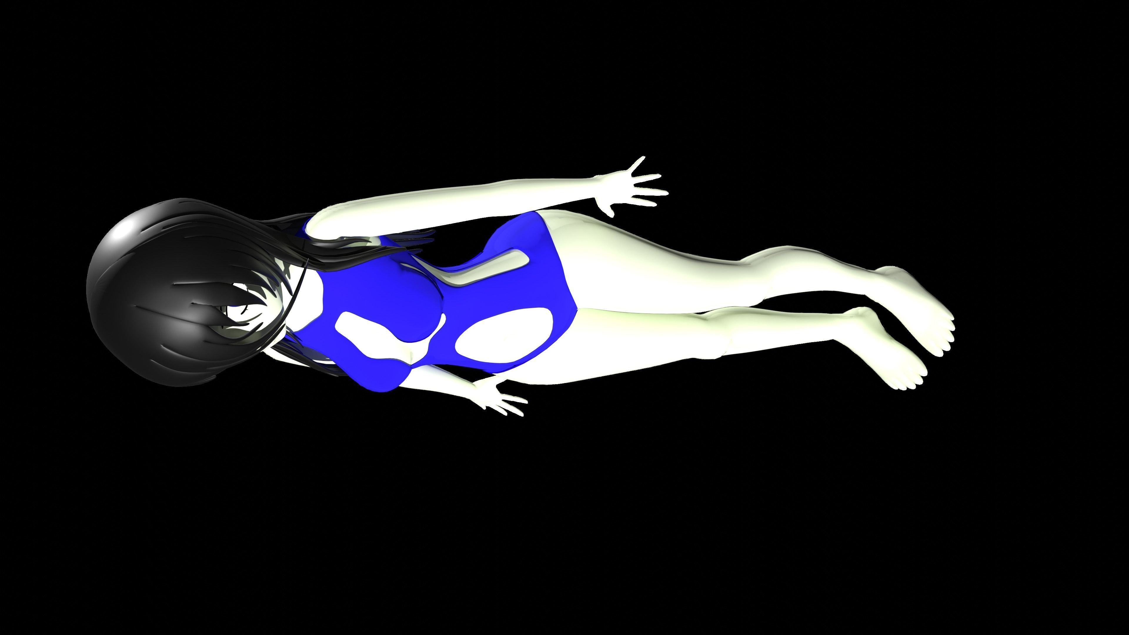 anime girl in swimsuit 3D model_4