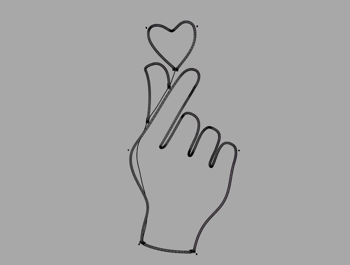 Korean Love Sign - Neon Sign 3D model_7