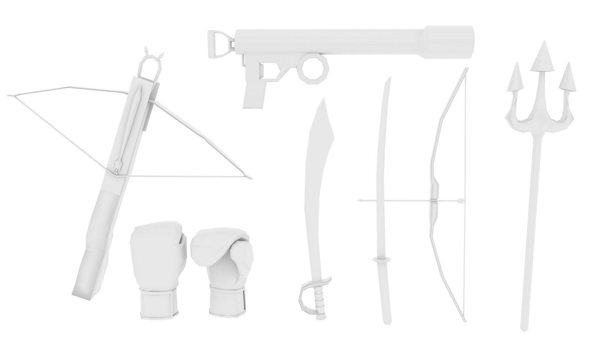 Lowpoly 3D Armaments bow and arrow Low-poly 3D model_2