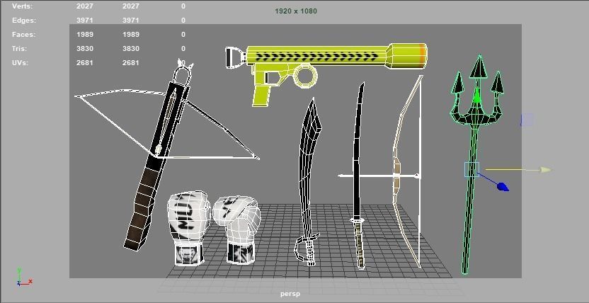 Lowpoly 3D Armaments bow and arrow Low-poly 3D model_4