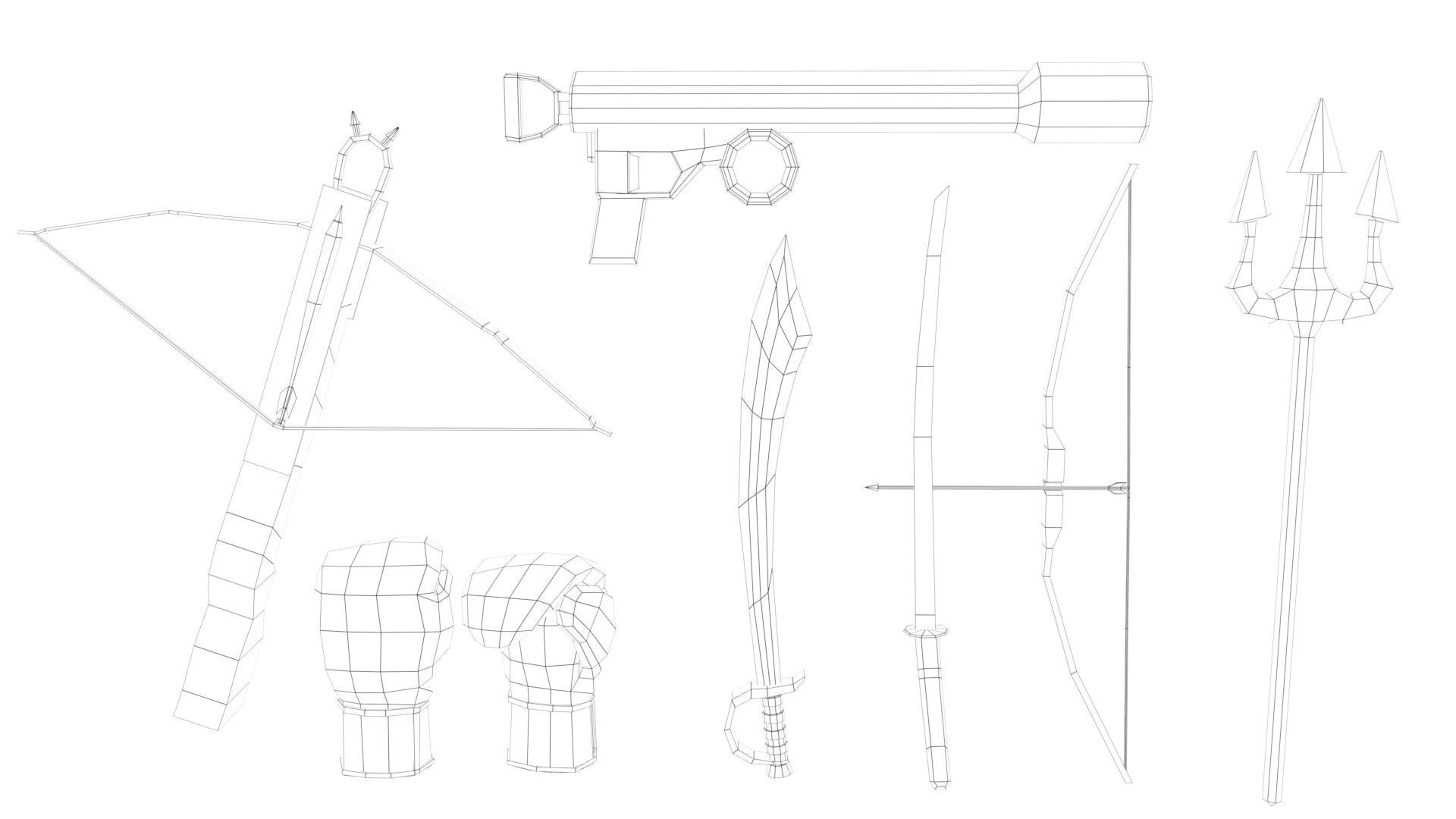 Lowpoly 3D Armaments bow and arrow Low-poly 3D model_3