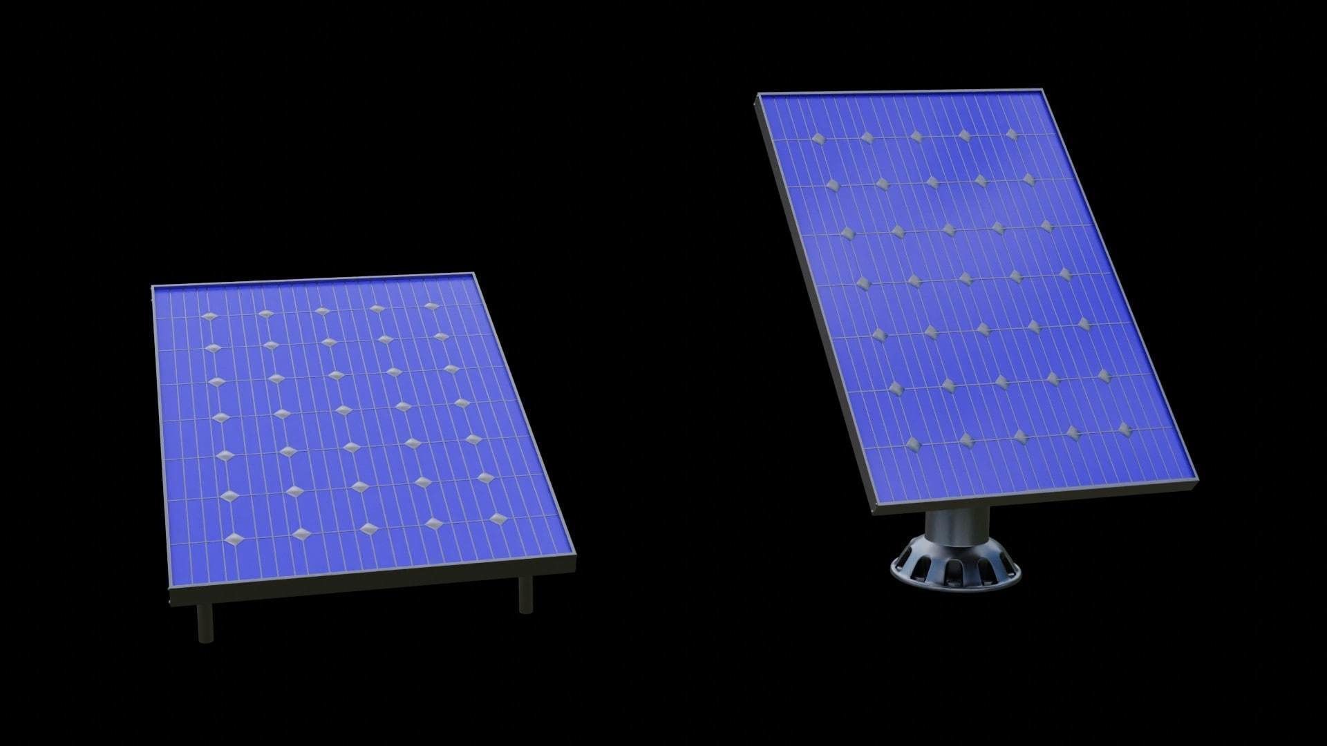 Solar Panel Set Low-poly 3D model_1
