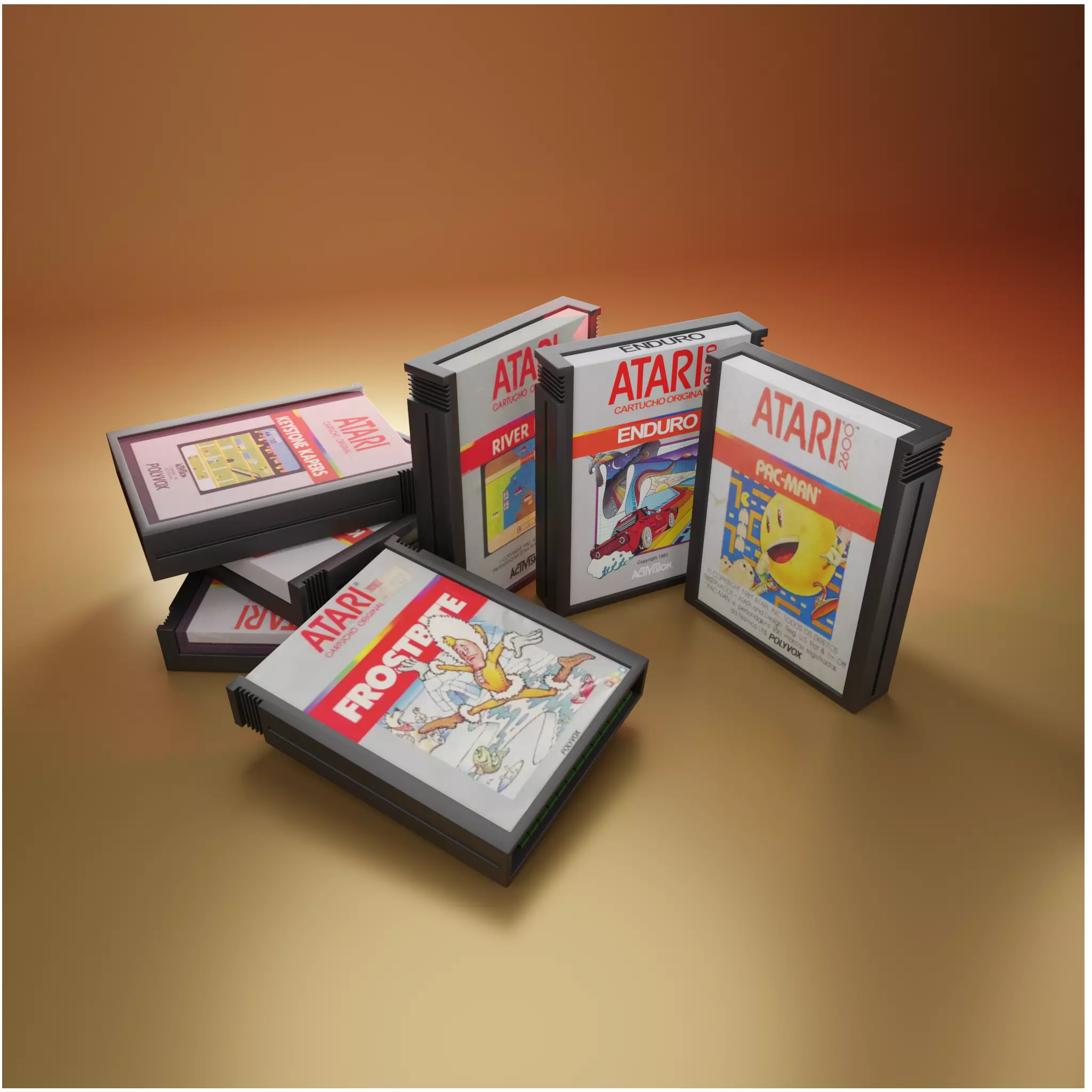 Cartuchos Atari - 3D Low-poly 3D model