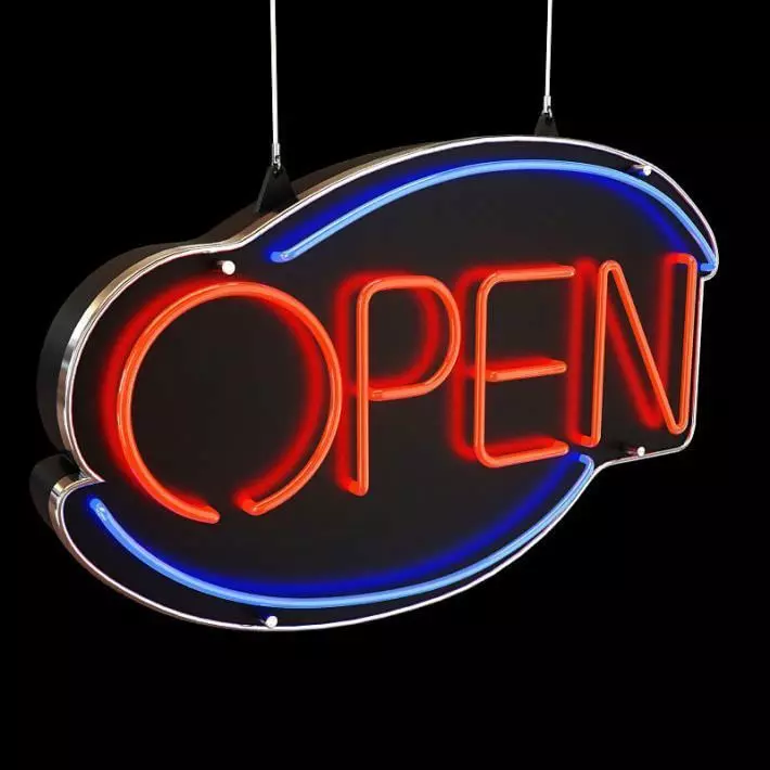 Red Blue Hanging Neon Light 3D model_0