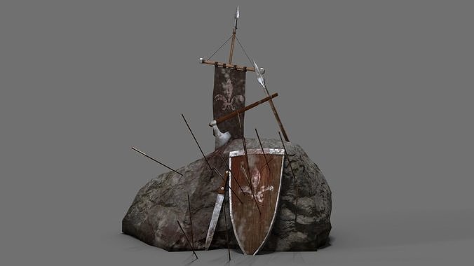 Medieval war stone Low-poly 3D model