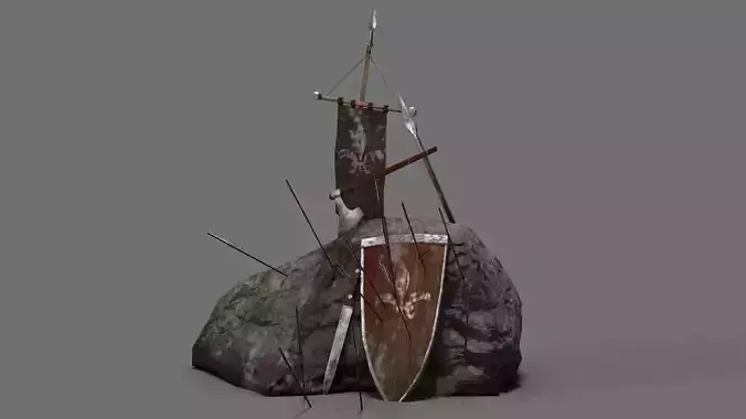Medieval war stone Low-poly 3D model