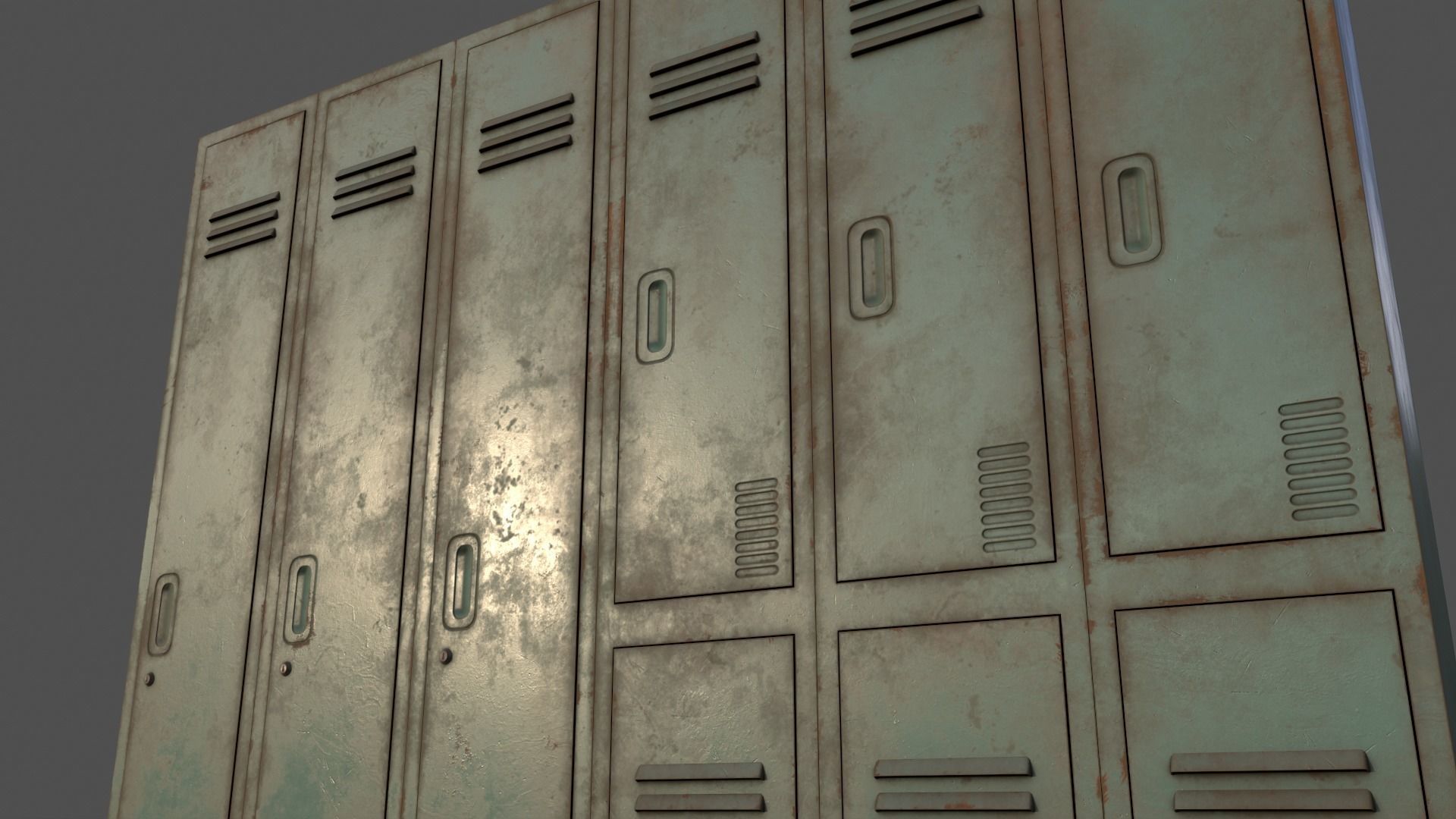 PBR School Gym Locker 06 - Green Light Low-poly 3D model_21