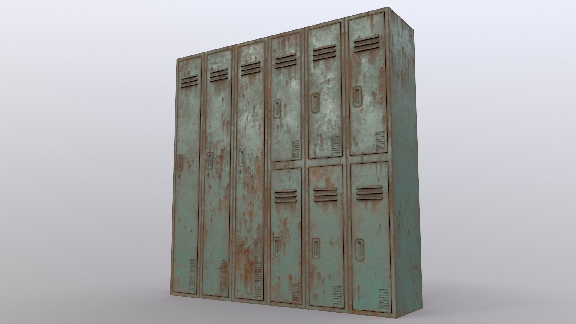 PBR School Gym Locker 06 - Green Light Low-poly 3D model_13