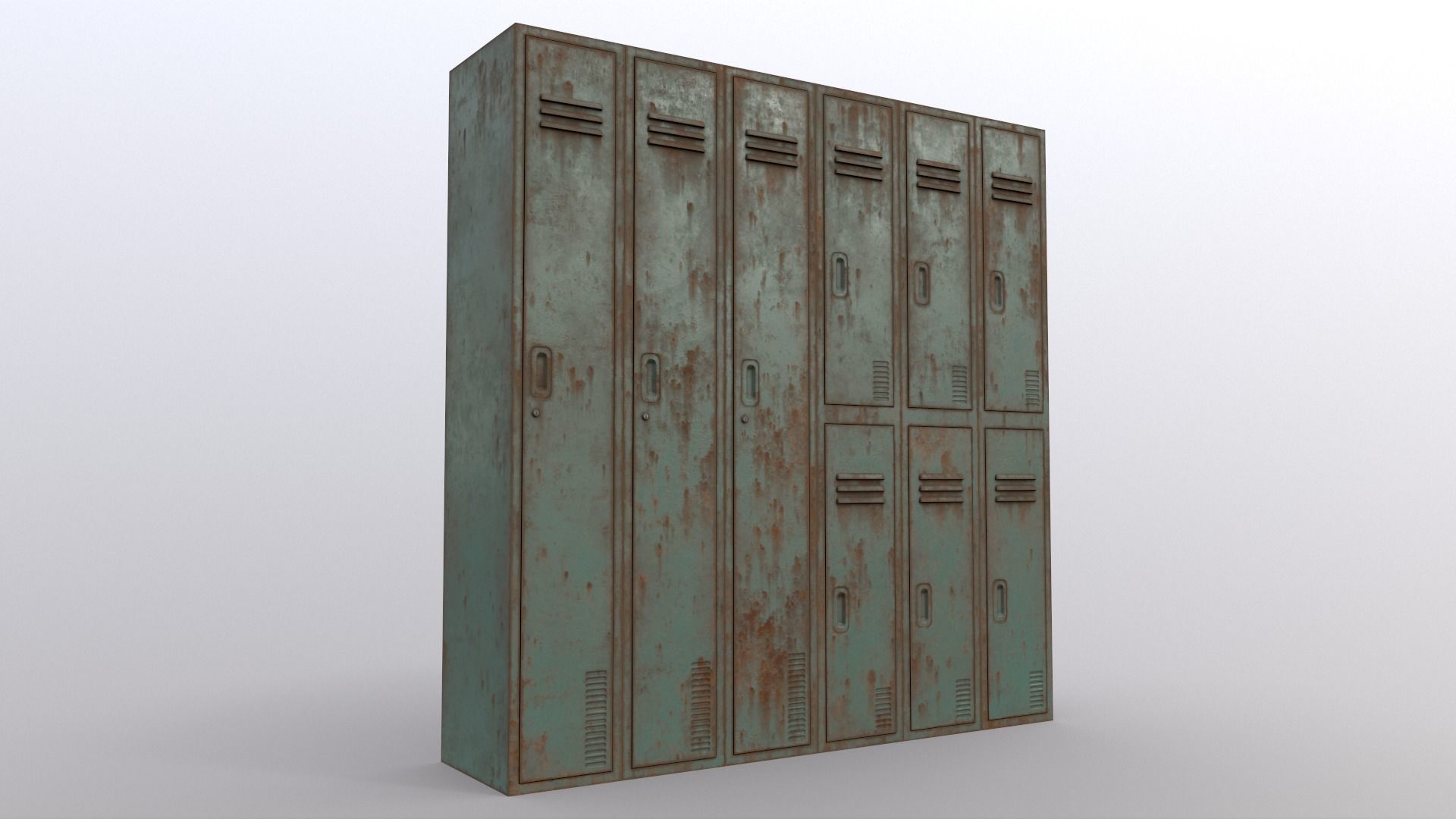 PBR School Gym Locker 06 - Green Light Low-poly 3D model_10