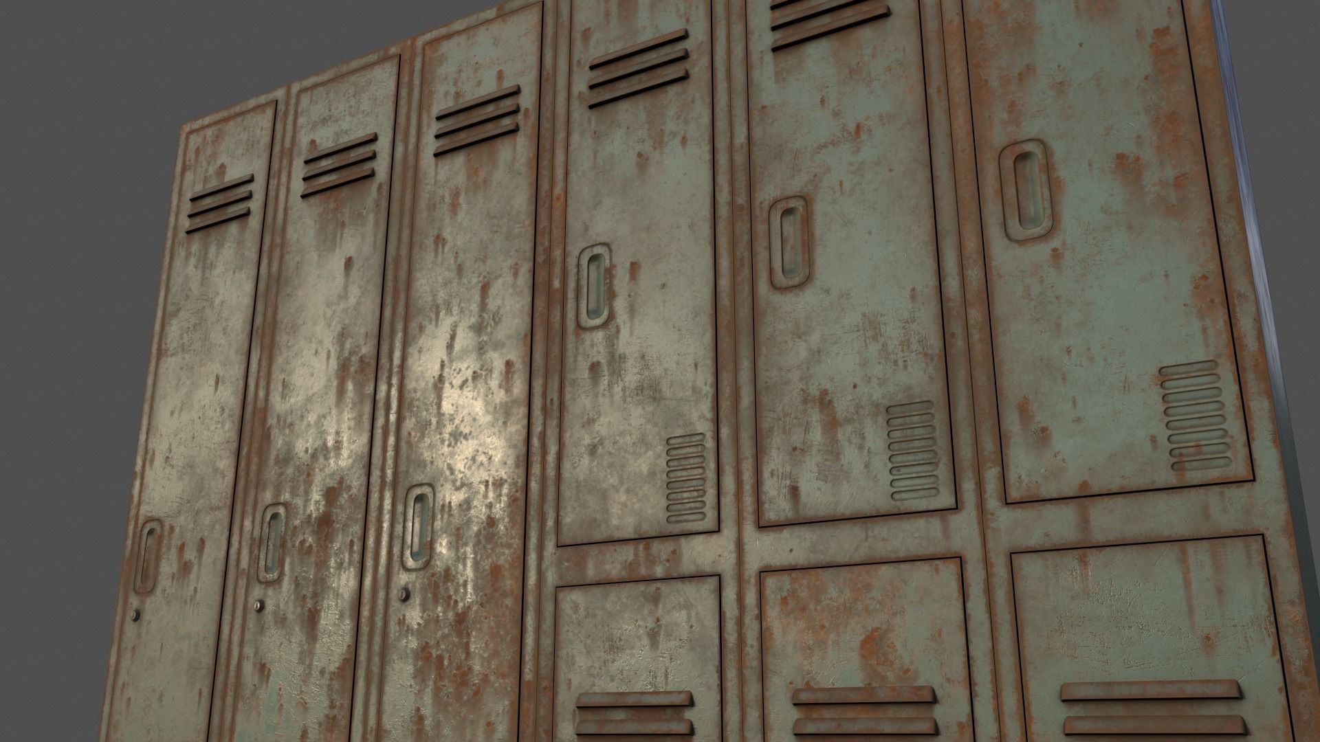 PBR School Gym Locker 06 - Green Light Low-poly 3D model_22