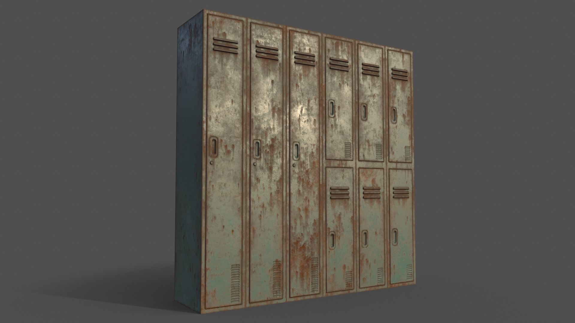 PBR School Gym Locker 06 - Green Light Low-poly 3D model_7