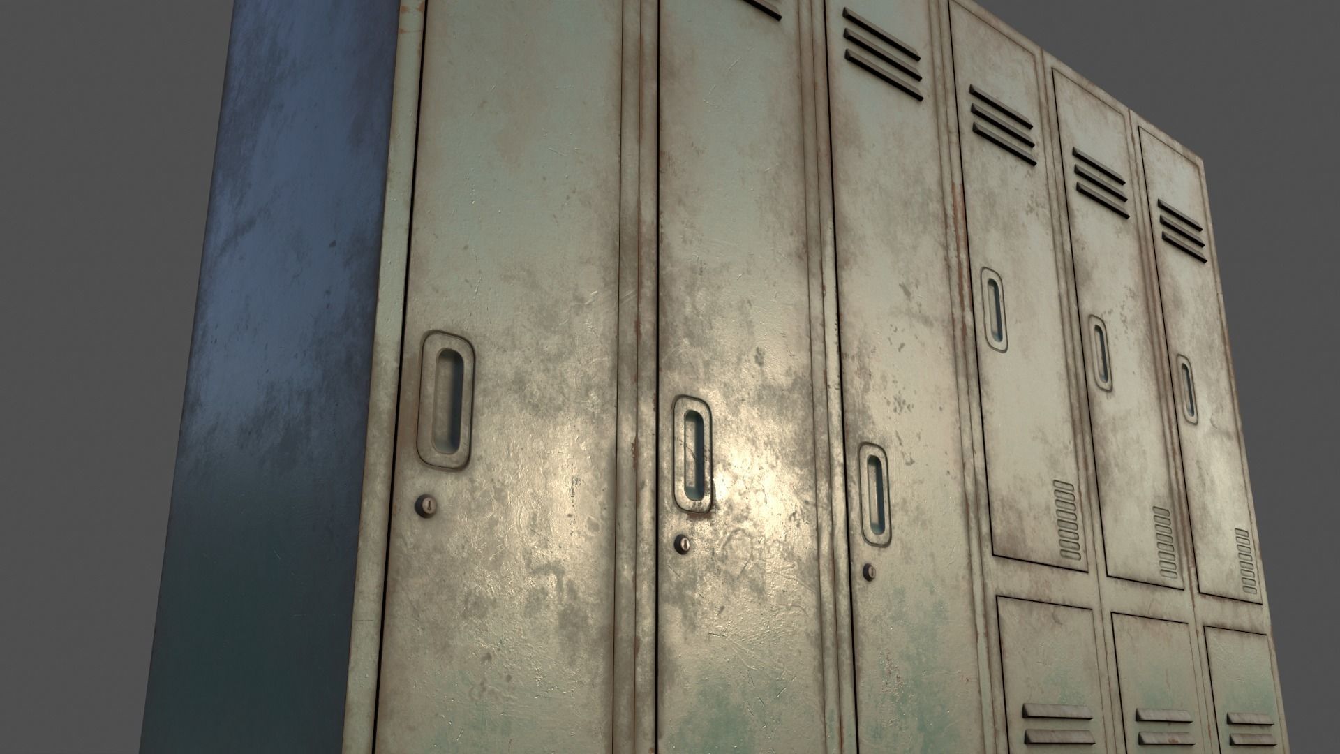PBR School Gym Locker 06 - Green Light Low-poly 3D model_18