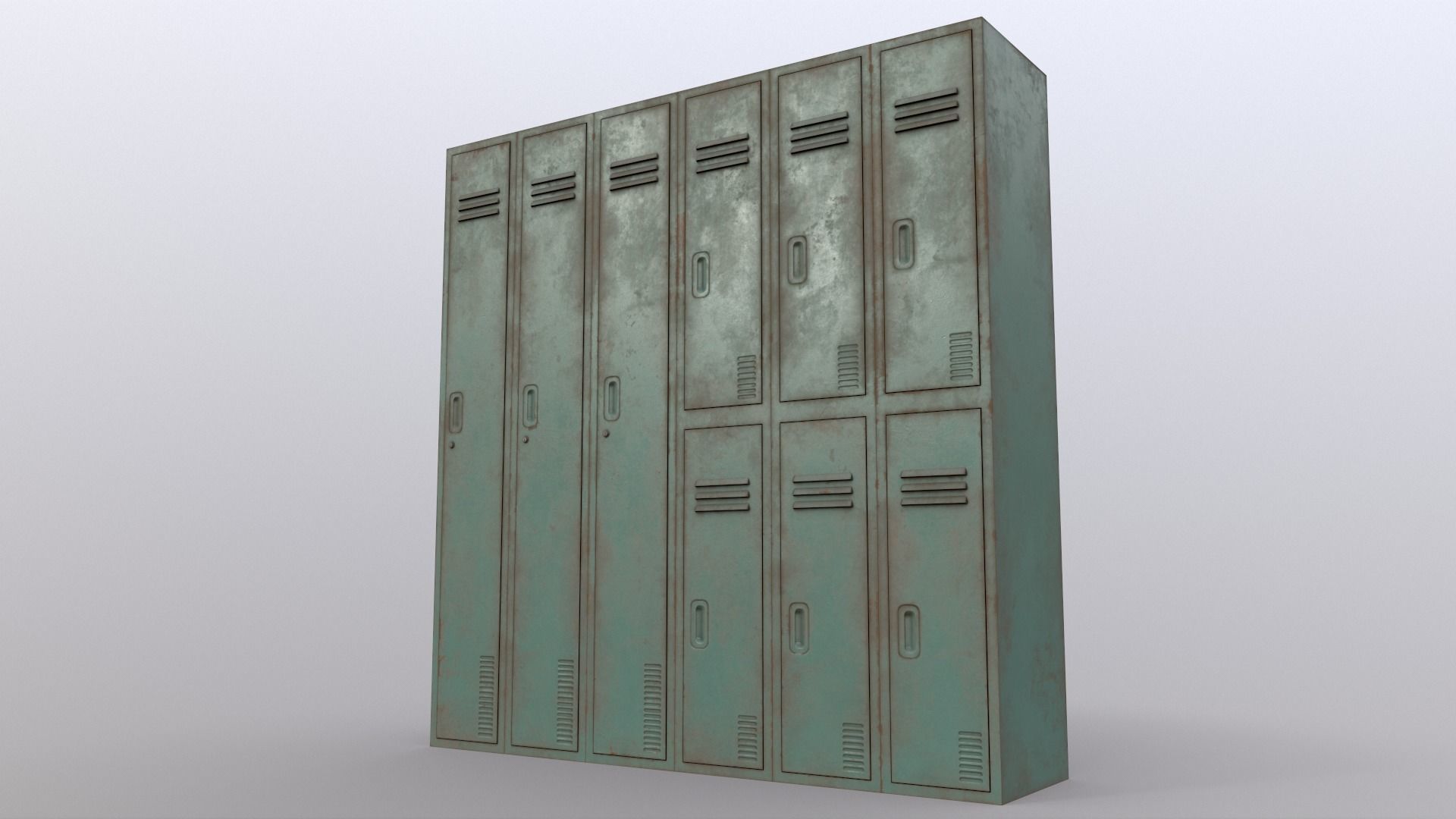 PBR School Gym Locker 06 - Green Light Low-poly 3D model_12