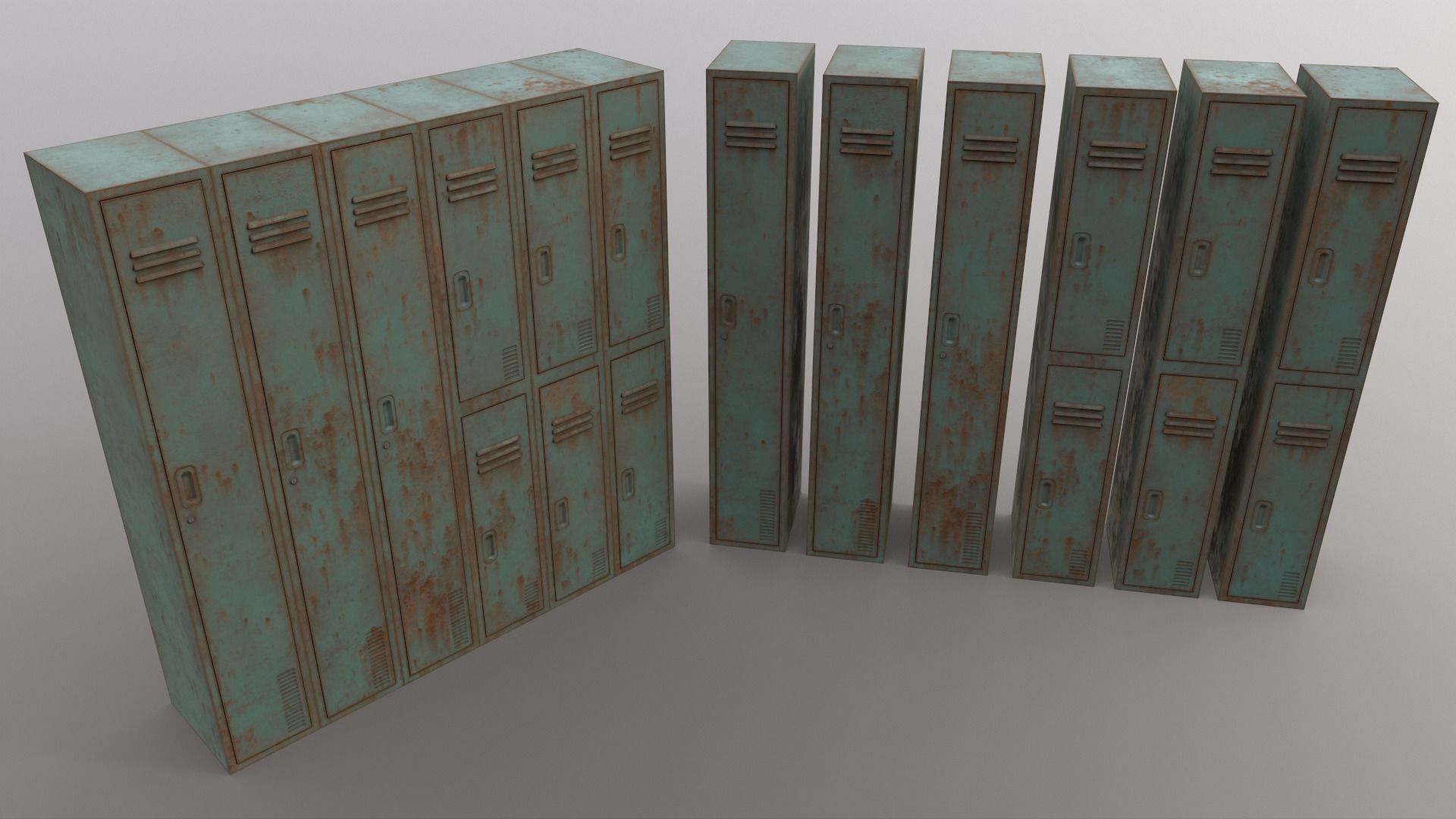 PBR School Gym Locker 06 - Green Light Low-poly 3D model_16