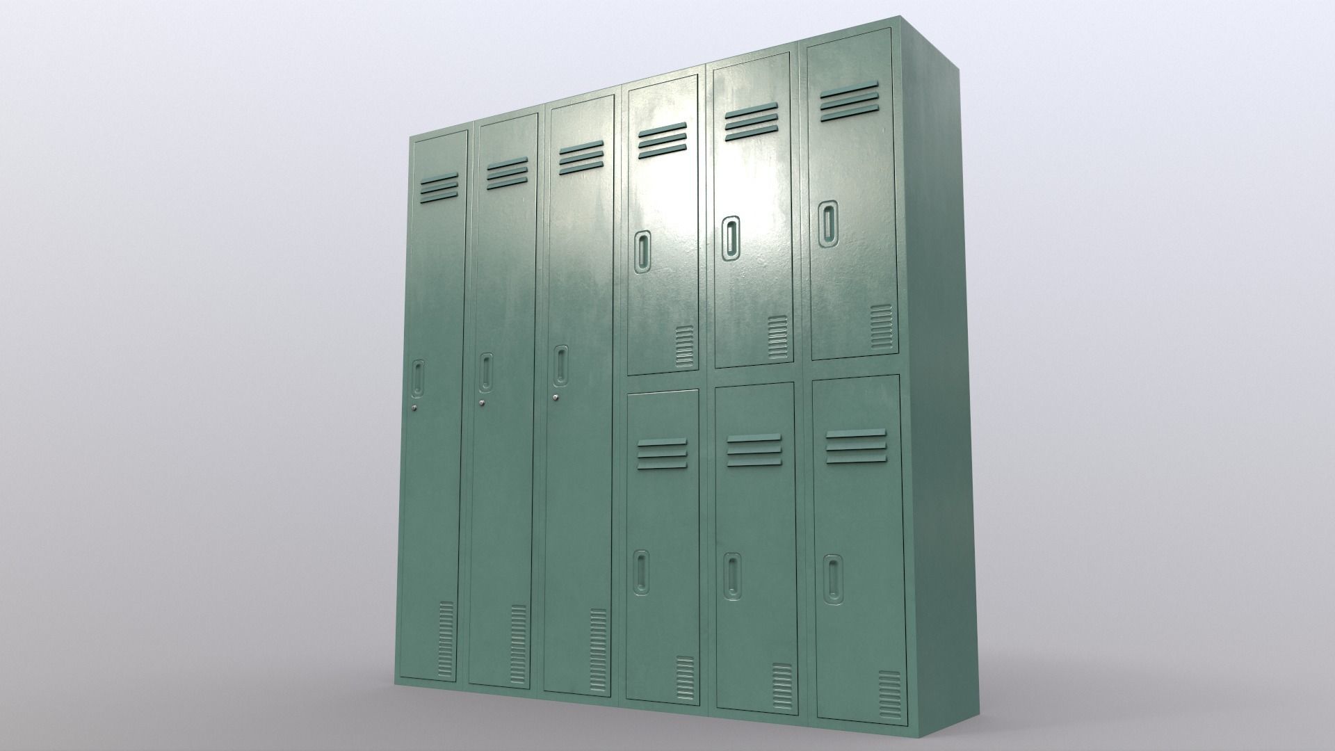 PBR School Gym Locker 06 - Green Light Low-poly 3D model_11