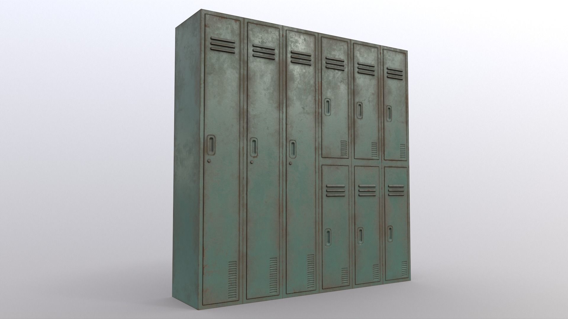 PBR School Gym Locker 06 - Green Light Low-poly 3D model_9