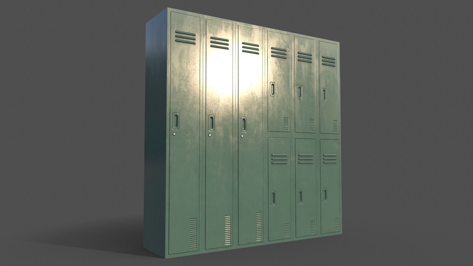 PBR School Gym Locker 06 - Green Light Low-poly 3D model_5