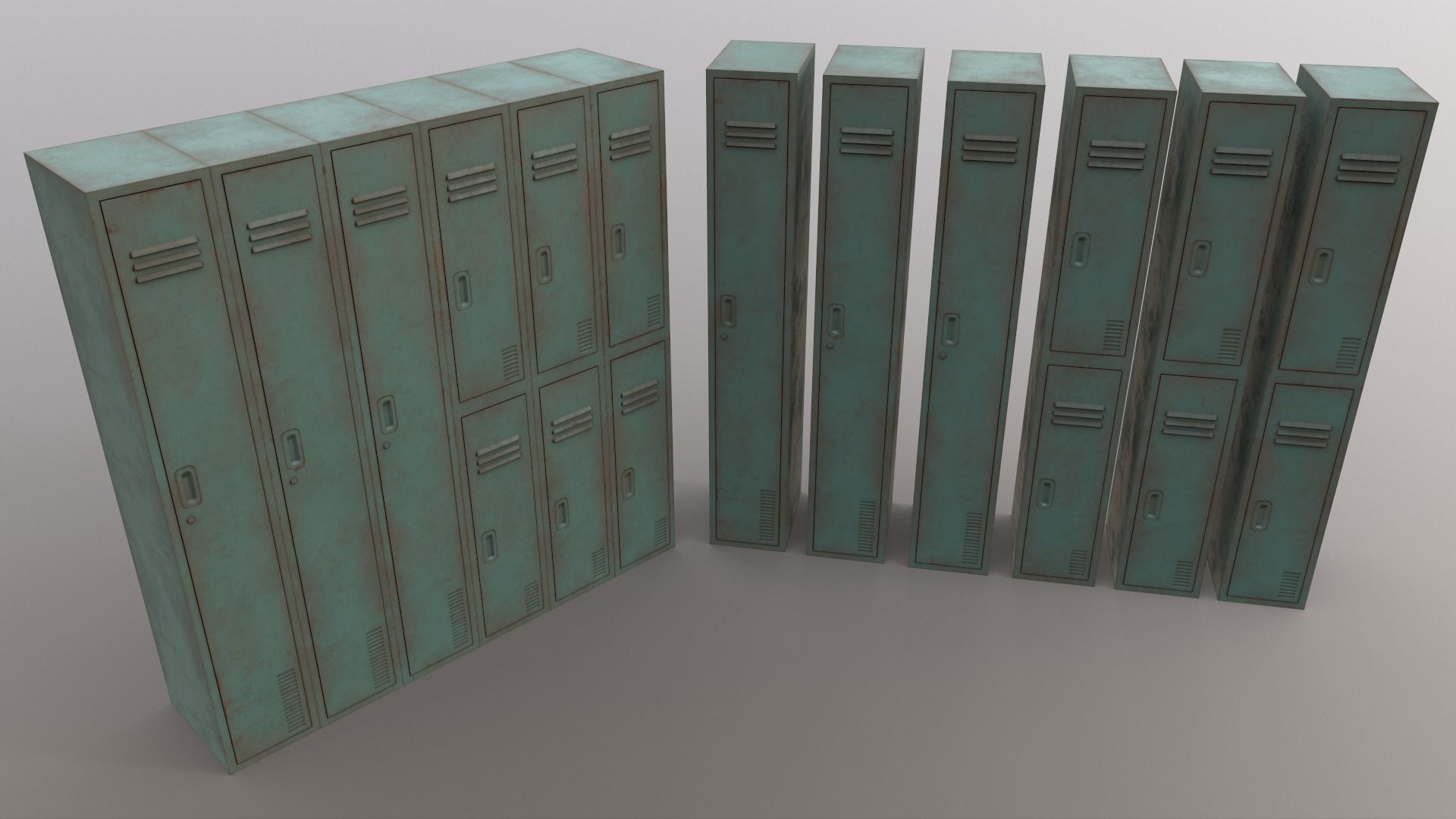 PBR School Gym Locker 06 - Green Light Low-poly 3D model_15