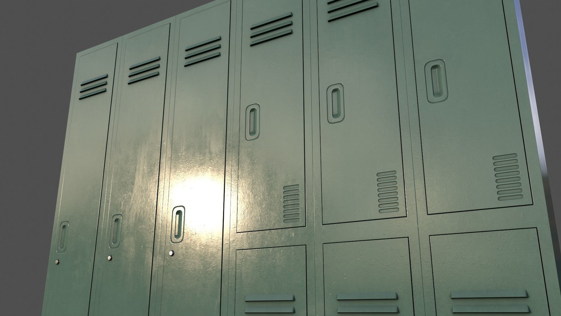 PBR School Gym Locker 06 - Green Light Low-poly 3D model_20