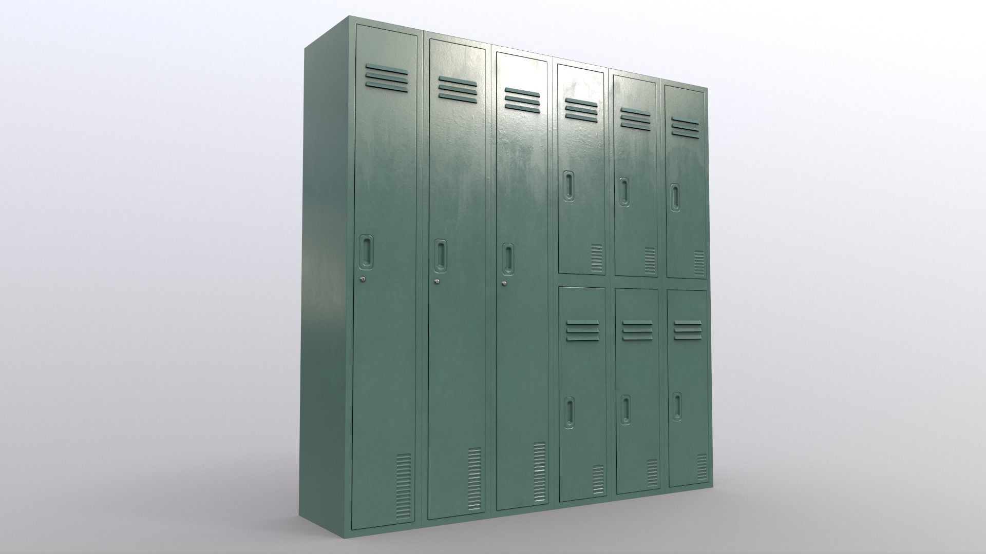PBR School Gym Locker 06 - Green Light Low-poly 3D model_8