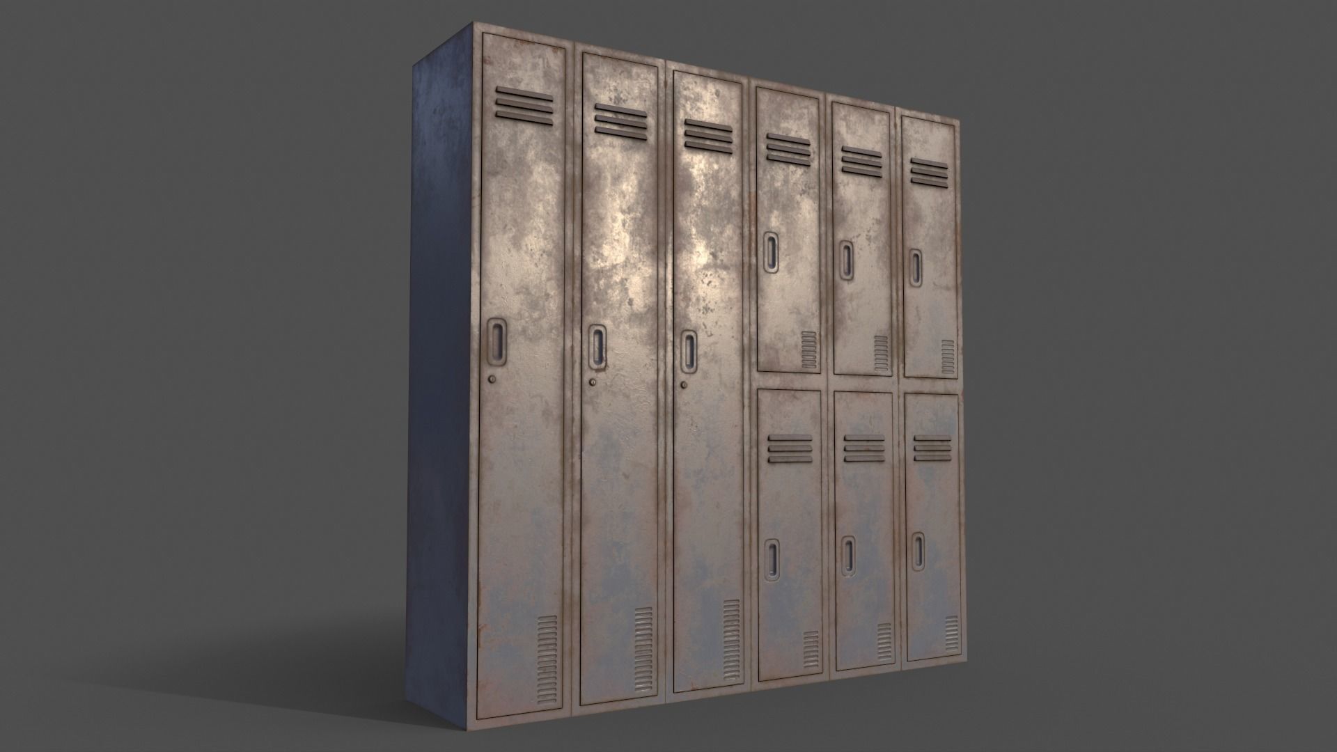 PBR School Gym Locker 06 - Grey Low-poly 3D model_6