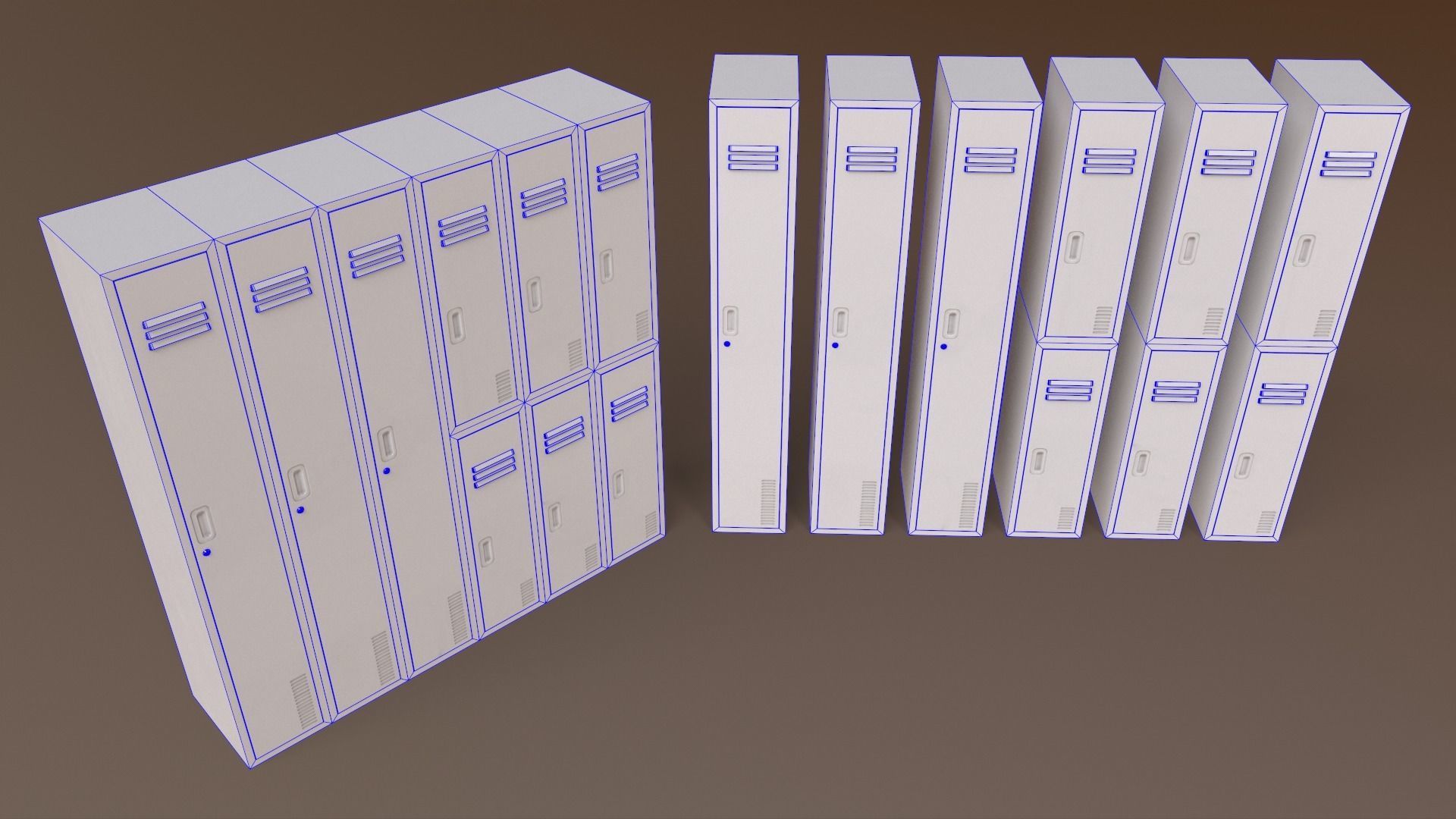 PBR School Gym Locker 06 - Grey Low-poly 3D model_30